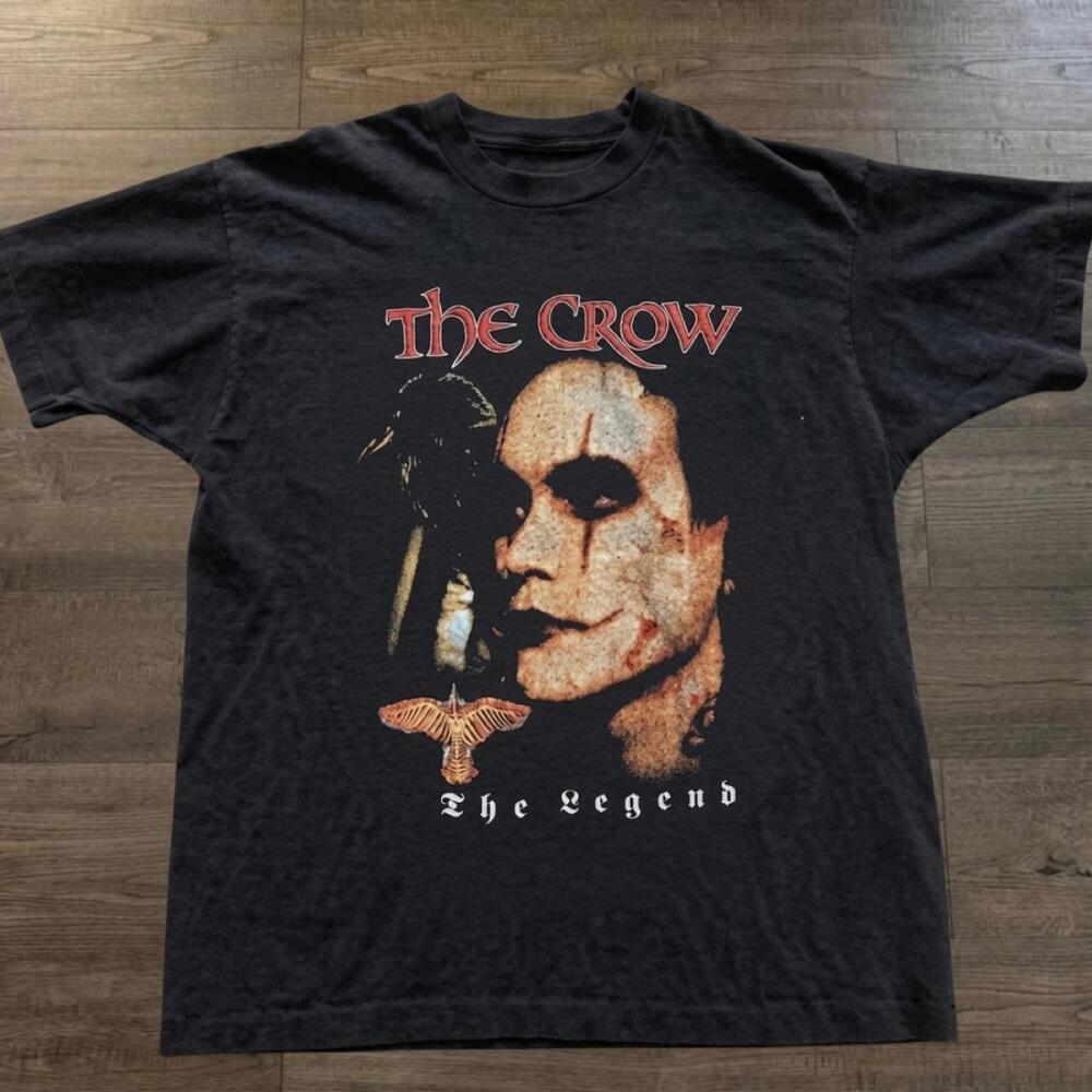The Crow Brandon Lee The Legend Graphic Vintage Goth Faded Black T-Shirt